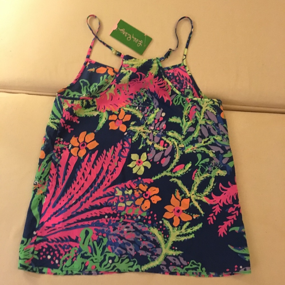 NWT Lilly Pulitzer Dusk Silk Racer Back Tank XXS - Picture 5 of 6